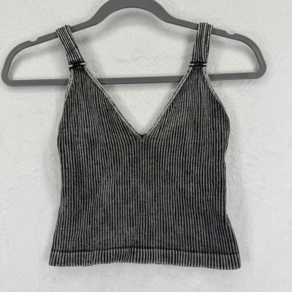 Free People B/S Striped Ribbed V Neck‎ Tank Top Sleeveless Casual Basic